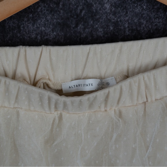 Altar'd State Cream Asymmetrical Tulle Skirt - Picture 3 of 6